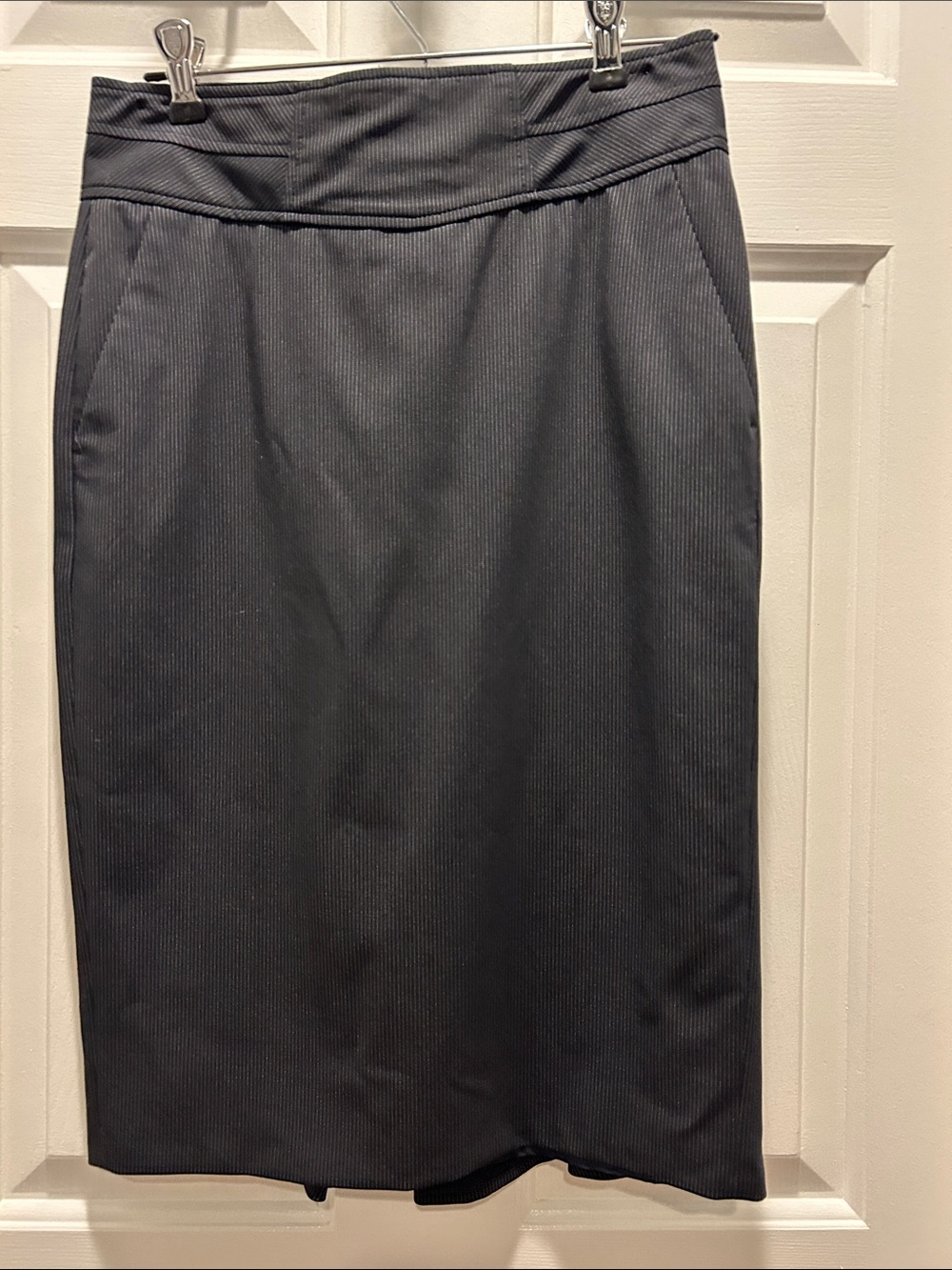 Reiss Black Pinstripe Pencil Skirt